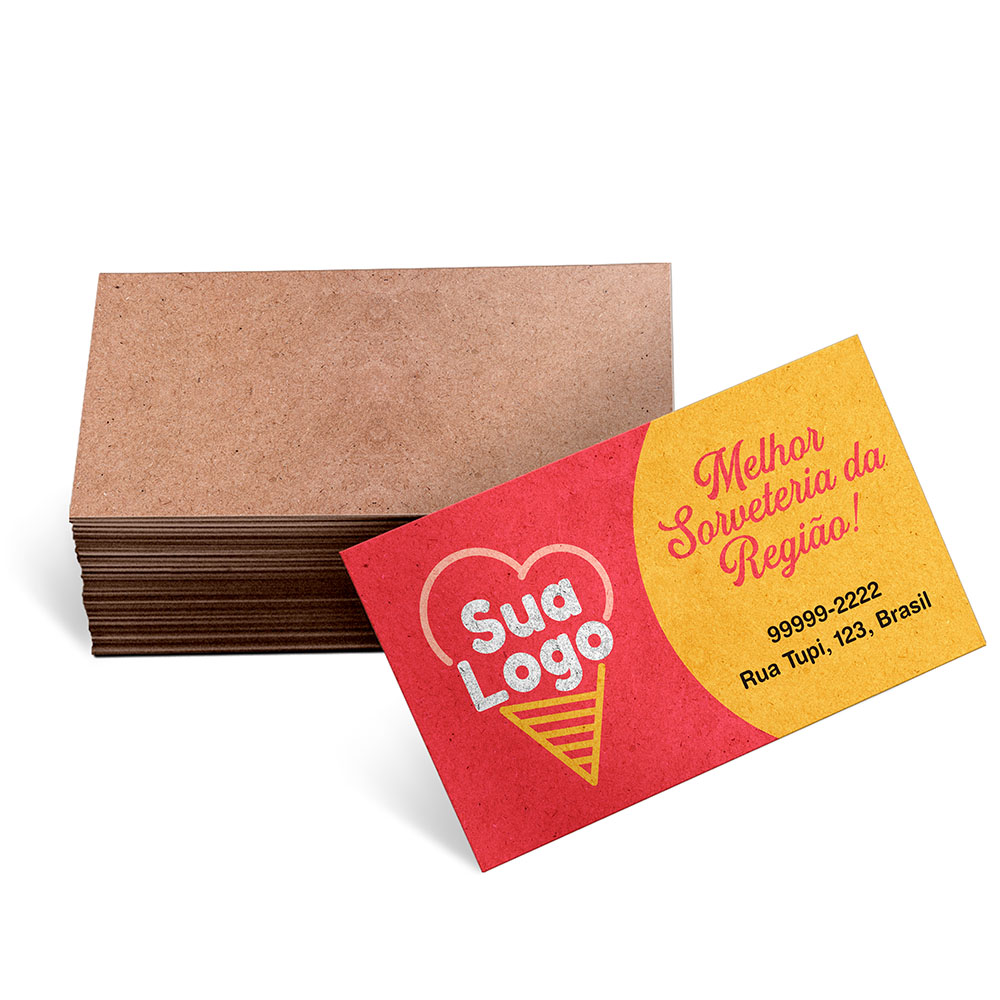 Cartões De Visita Kraft 250g Sem Laminação E Sem Verniz Uv com Tinta Branca