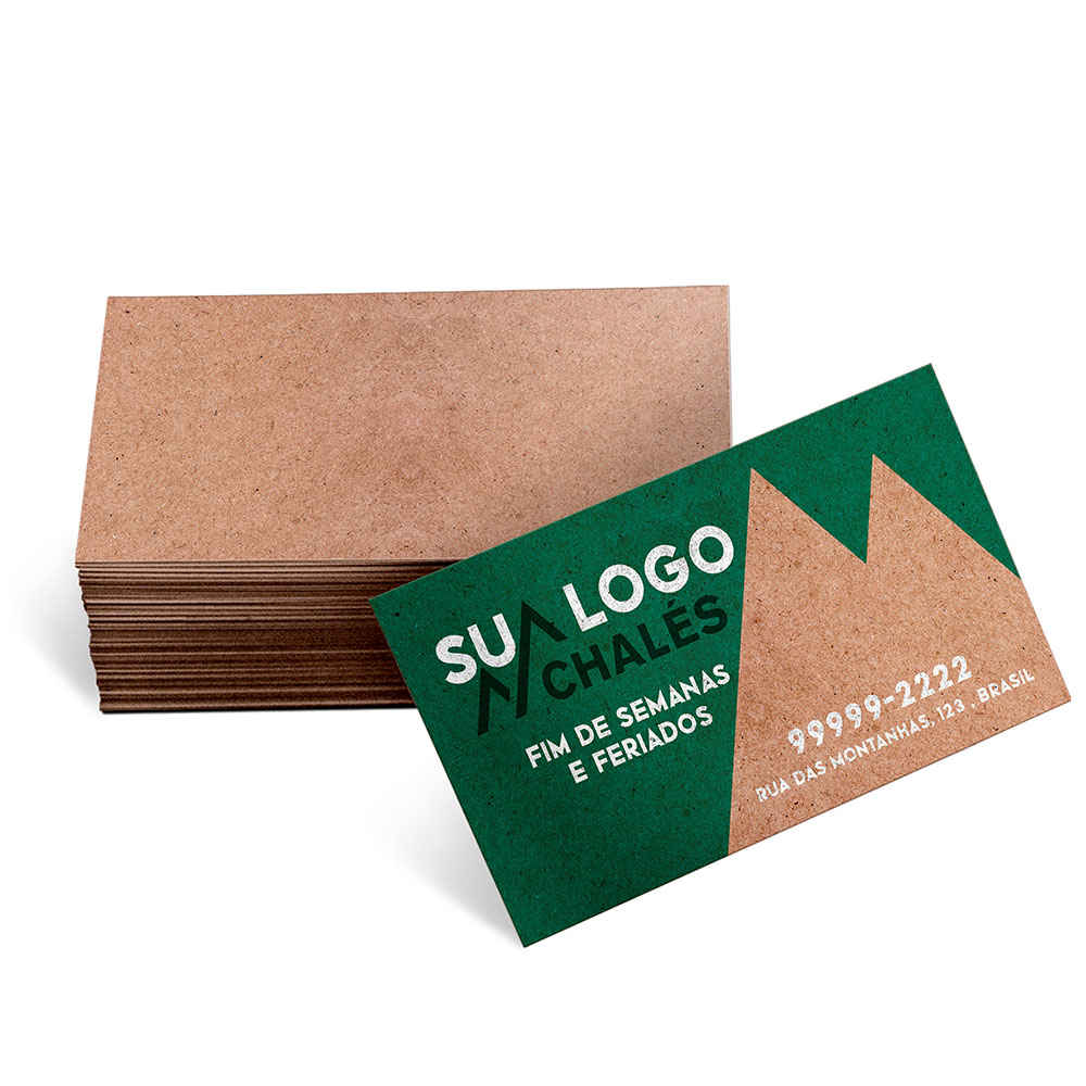 Cartões De Visita Kraft 250g Sem Laminação E Sem Verniz Uv com Tinta Branca