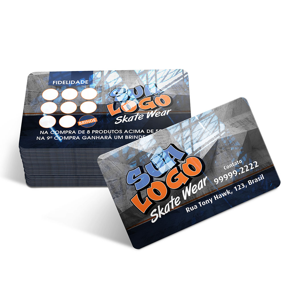 Cartões Fidelidade Plástico Compacto 50g (91x59mm)