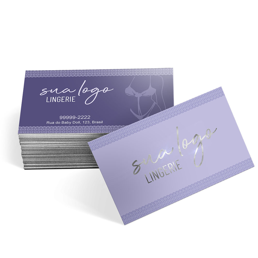 Cartões De Visita Couchê 300g Hotstamping Frente e Laminação Fosca Frente e Verso
