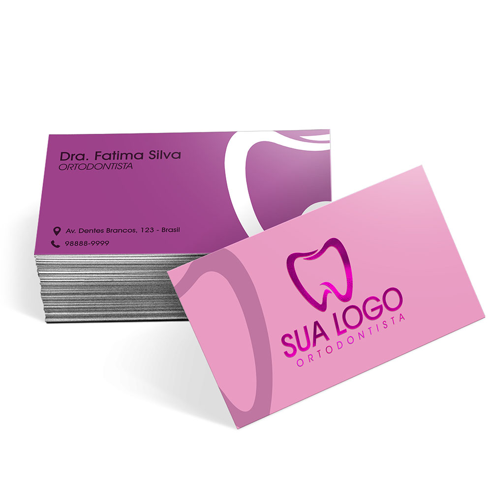 Cartões De Visita Couchê 300g Hotstamping Frente e Laminação Fosca Frente e Verso