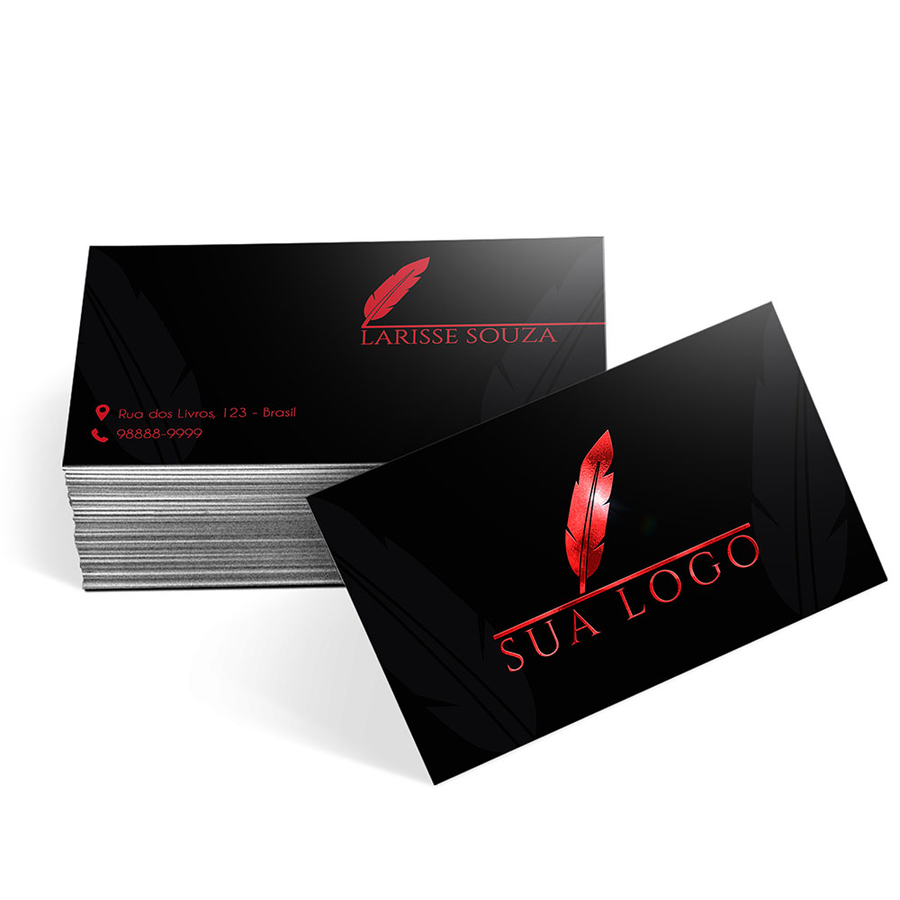 Cartões De Visita Couchê 300g Hotstamping Frente e Laminação Fosca Frente e Verso