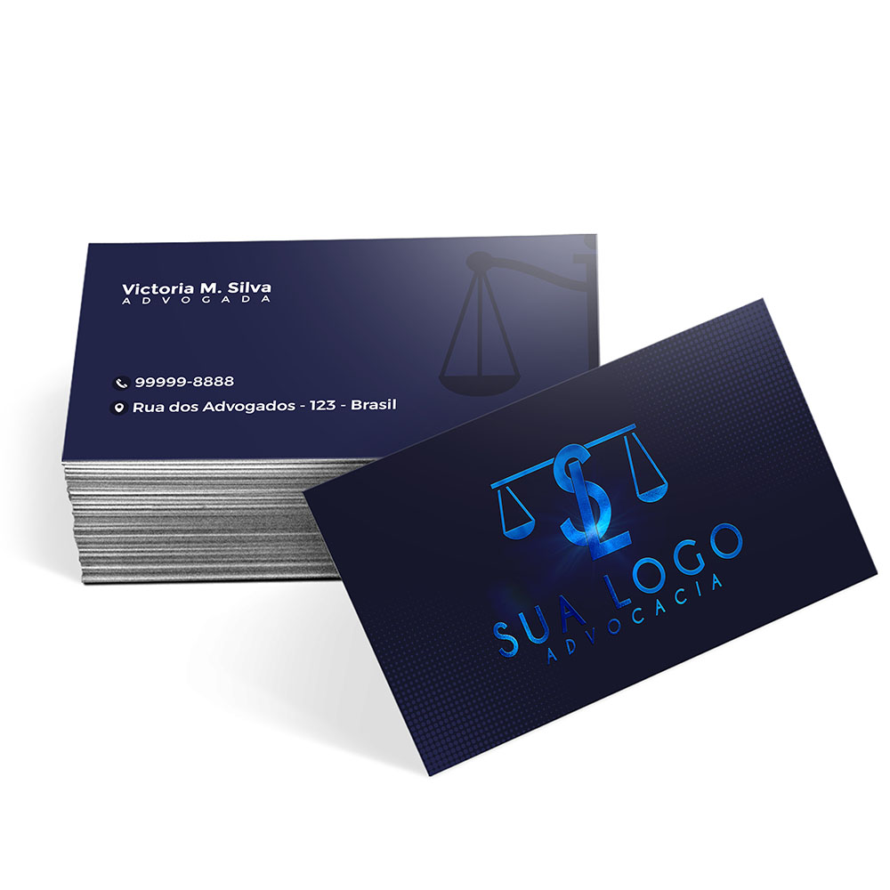 Cartões De Visita Couchê 300g Hotstamping Frente e Laminação Fosca Frente e Verso
