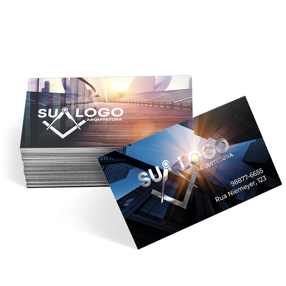 Cartões De Visita Couchê 300g Hotstamping Frente e Laminação Fosca Frente e Verso