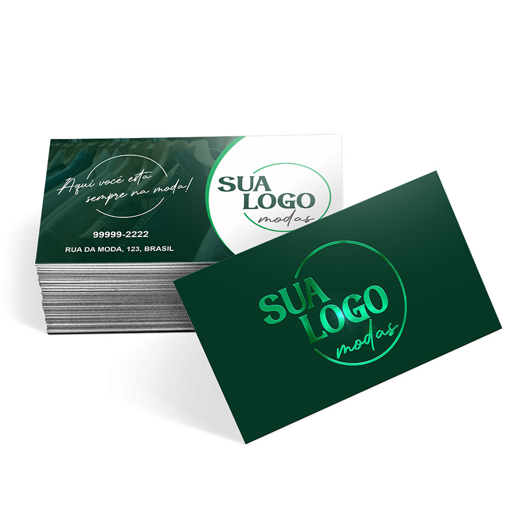 Cartões De Visita Couchê 300g Hotstamping Frente e Laminação Fosca Frente e Verso