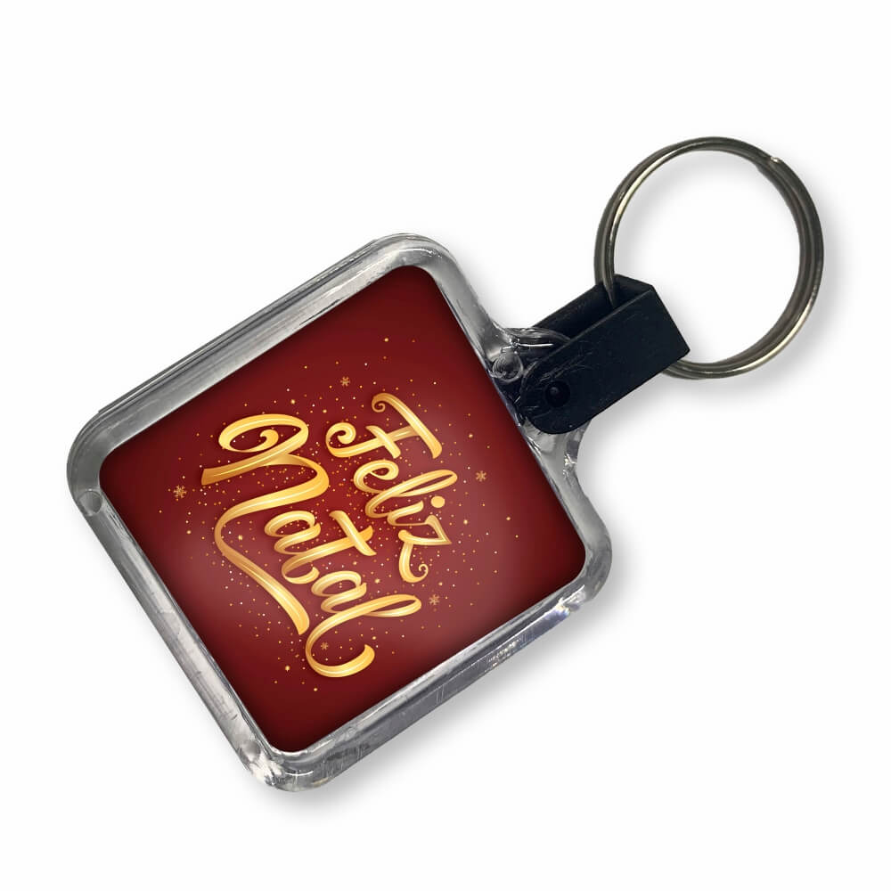 Chaveiro De Acrílico Com Foto Modelo Quadrado Presilha Preta