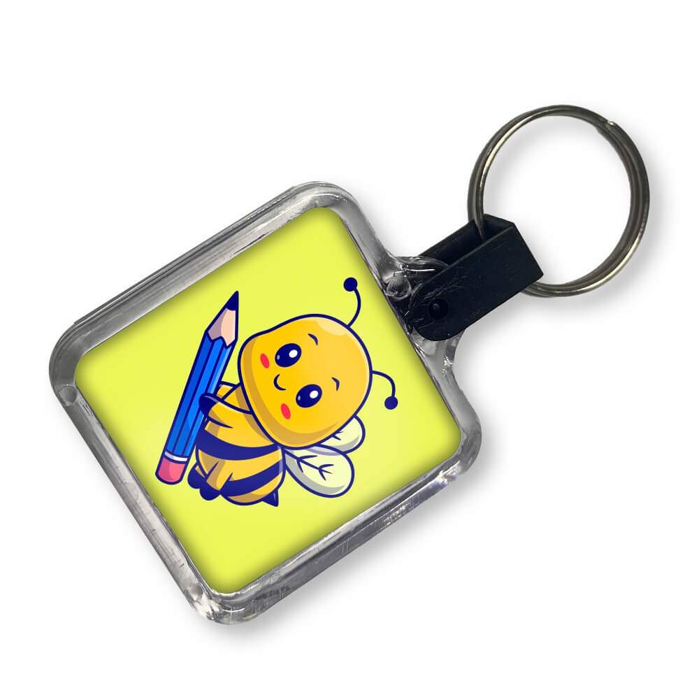 Chaveiro De Acrílico Com Foto Modelo Quadrado Presilha Preta