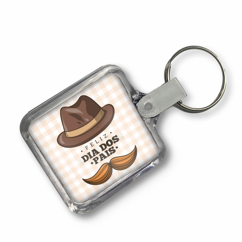 Chaveiro De Acrílico Com Foto Modelo Quadrado Presilha Branca