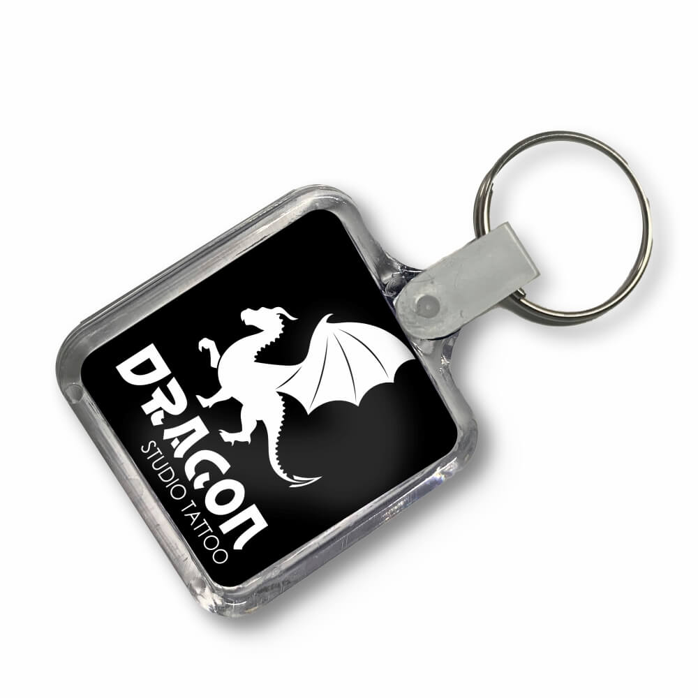 Chaveiro De Acrílico Com Foto Modelo Quadrado Presilha Branca