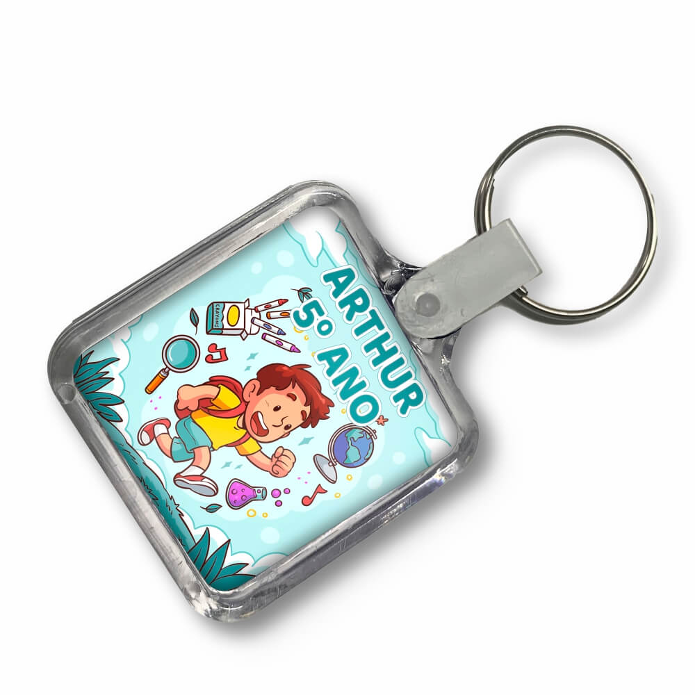 Chaveiro De Acrílico Com Foto Modelo Quadrado Presilha Branca