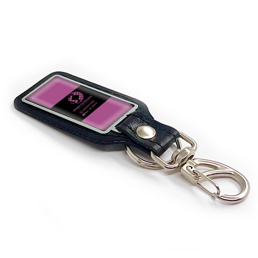 Chaveiro Resinado Corino Preto Retangular