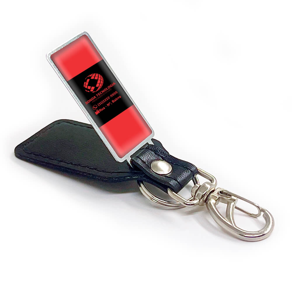 Chaveiro Resinado Corino Preto Retangular