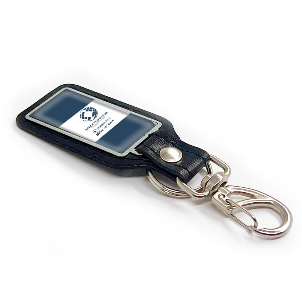 Chaveiro Resinado Corino Preto Retangular