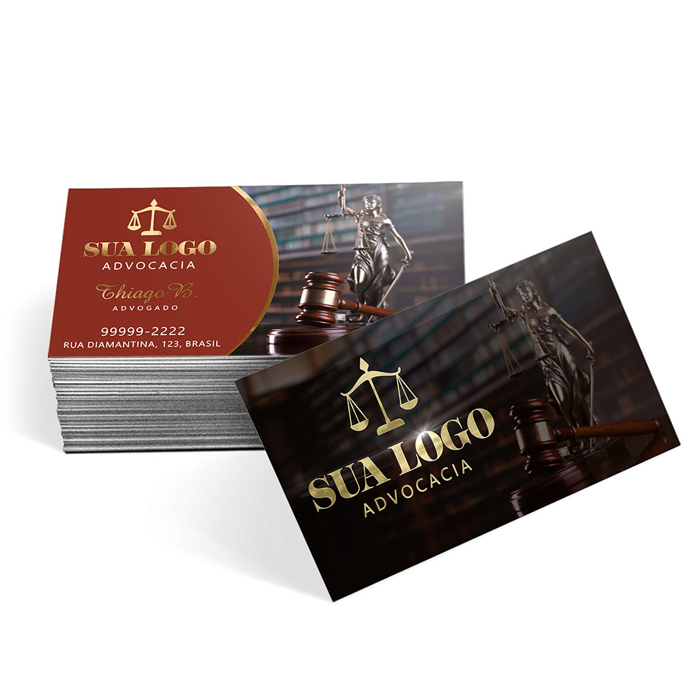 Cartões De Visita Couchê 300g Hotstamping e Verniz Localizado Frente e Laminação Fosca Frente e Verso