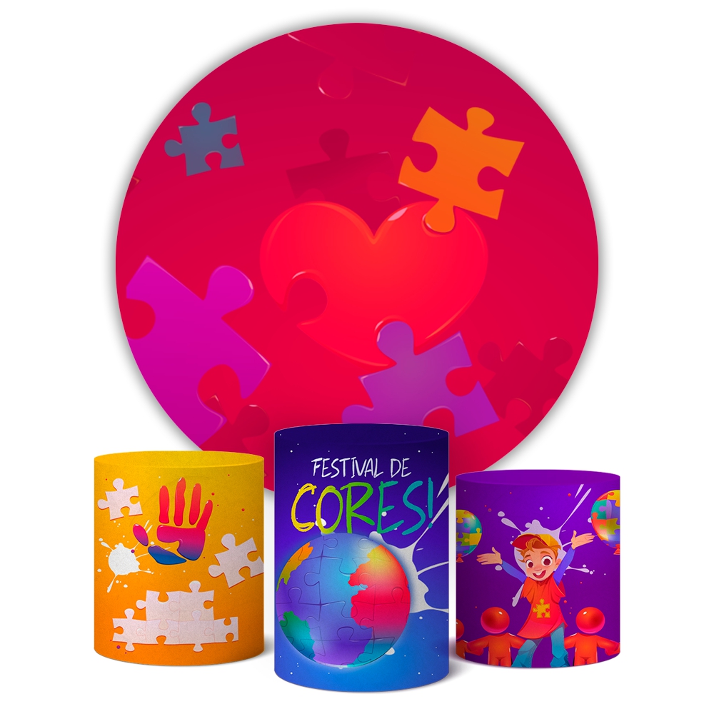 Cilindros Para Festas: Capa 3 Cilindros E Painel De Festa Elastano (1200x1200mm)