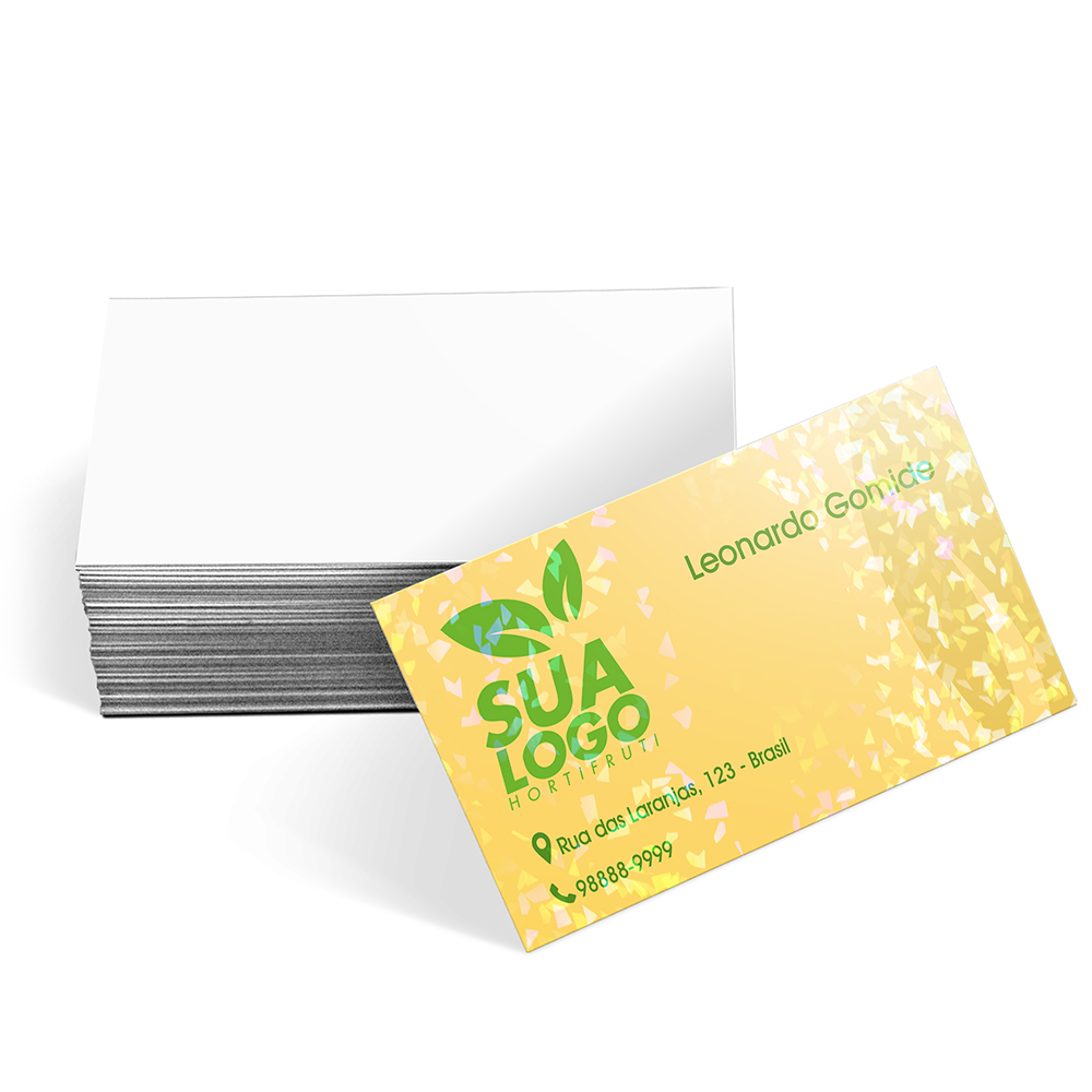 Cartões De Visita Couchê 250g Laminação Holográfica Frente