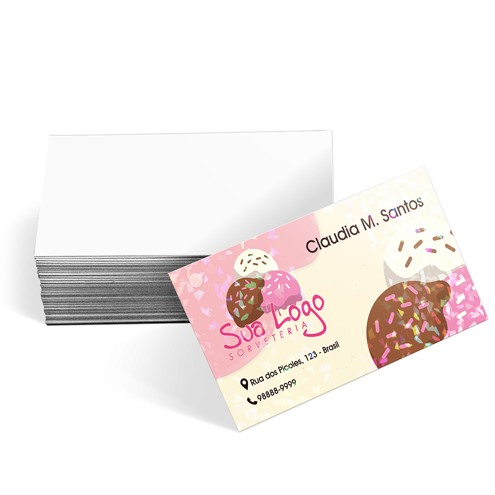 Cartões De Visita Couchê 300g Laminação Holográfica Frente