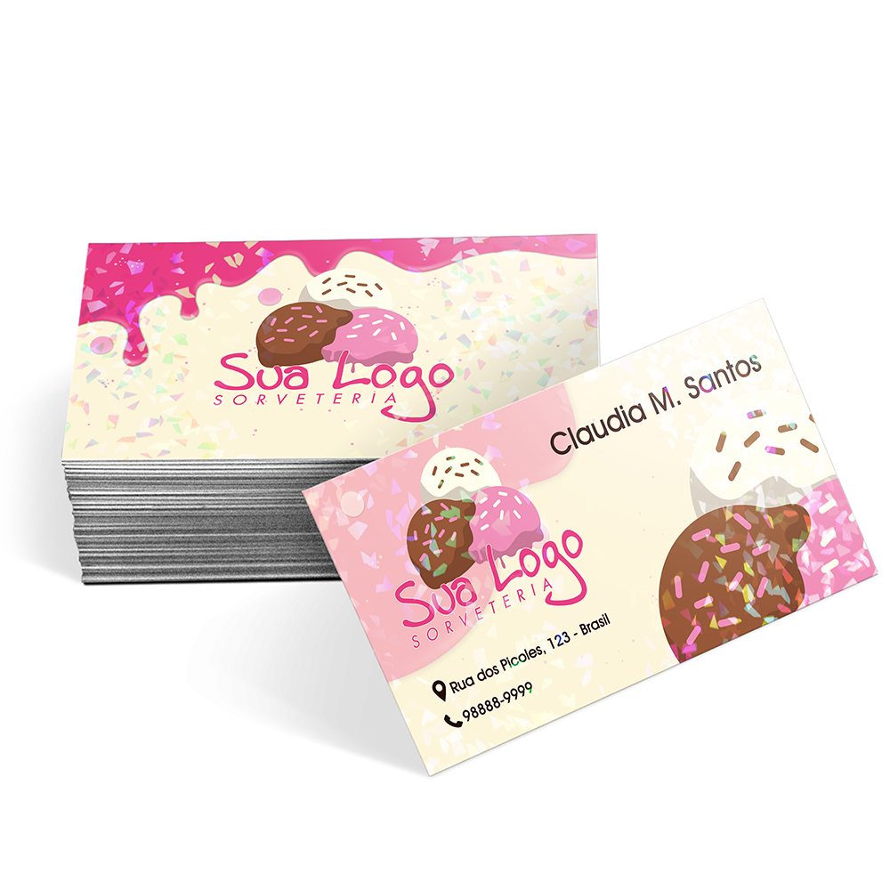 Cartões De Visita Couchê 300g Laminação Holográfica Frente e Verso