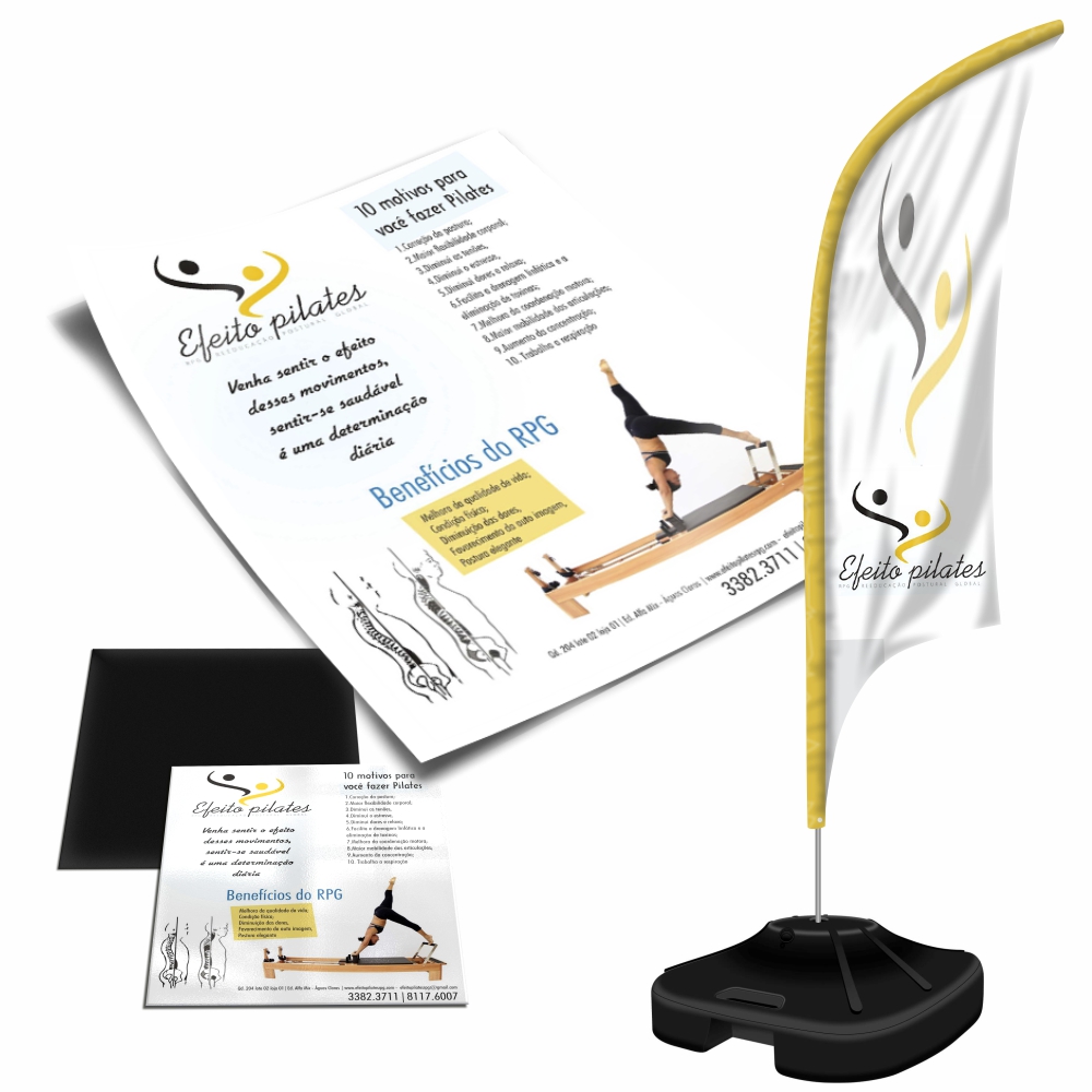 Combo de Produtos: Wind Banner, Panfletos e Imã de Geladeira