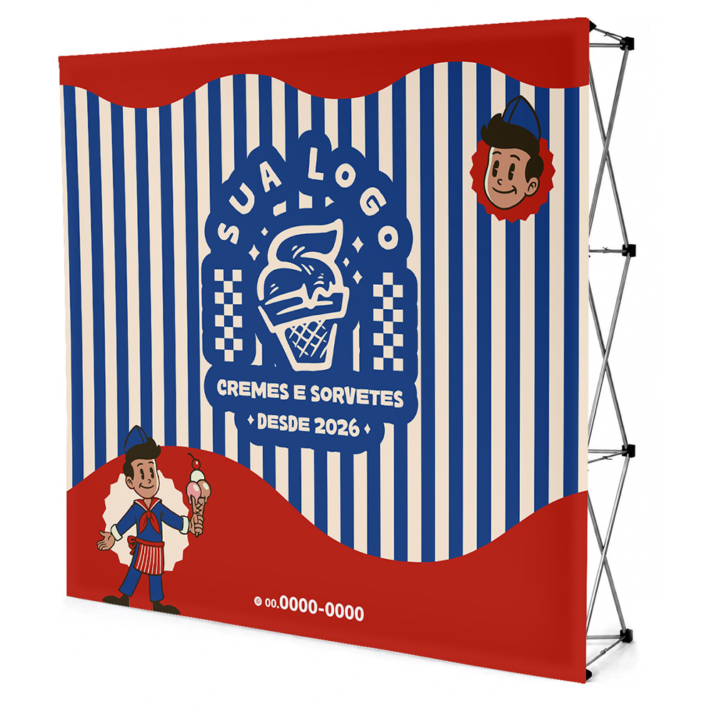 Combo de Produtos: Backdrop Pop Up Retrátil e Tecido 2250x2250mm