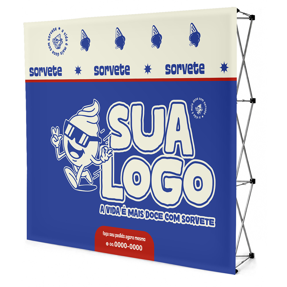 Combo de Produtos: Backdrop Pop Up Retrátil e Tecido 2250x2250mm