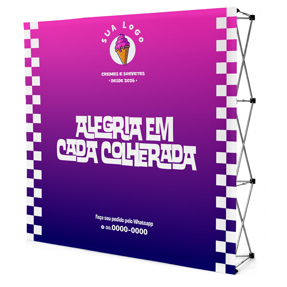 Combo de Produtos: Backdrop Pop Up Retrátil e Tecido 2250x2250mm