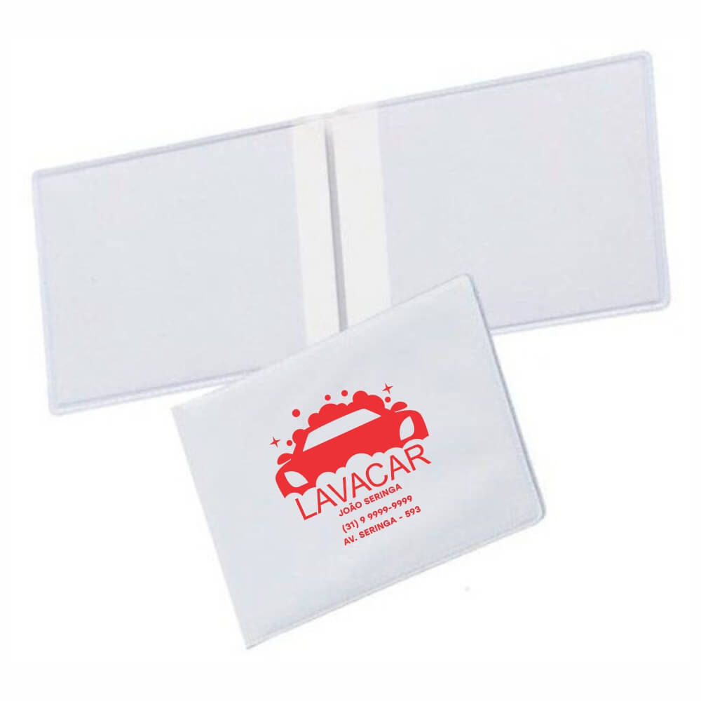 Porta Documentos Duplo Horizontal PVC Flexível 0,2MM Forro em Papelão (Branco)