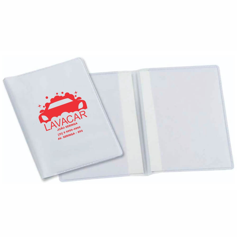 Porta Documentos Duplo Vertical PVC Flexível 0,2MM Forro em Papelão (Branco)