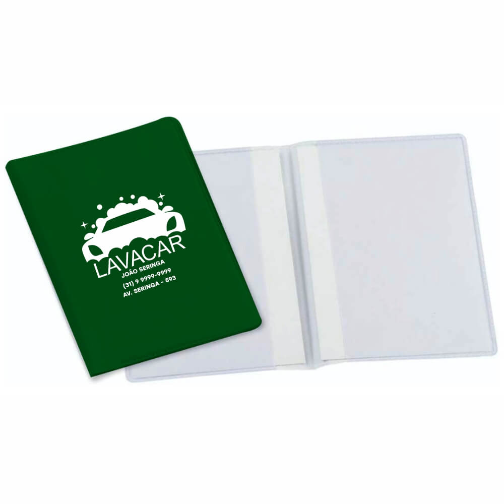 Porta Documentos Duplo Vertical PVC Flexível 0,2MM Forro em Papelão (Verde)