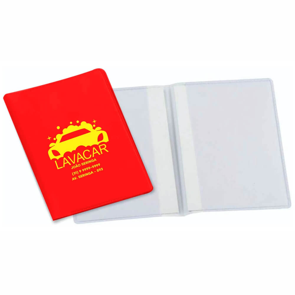 Porta Documentos Duplo Vertical PVC Flexível 0,2MM Forro em Papelão (Vermelho)