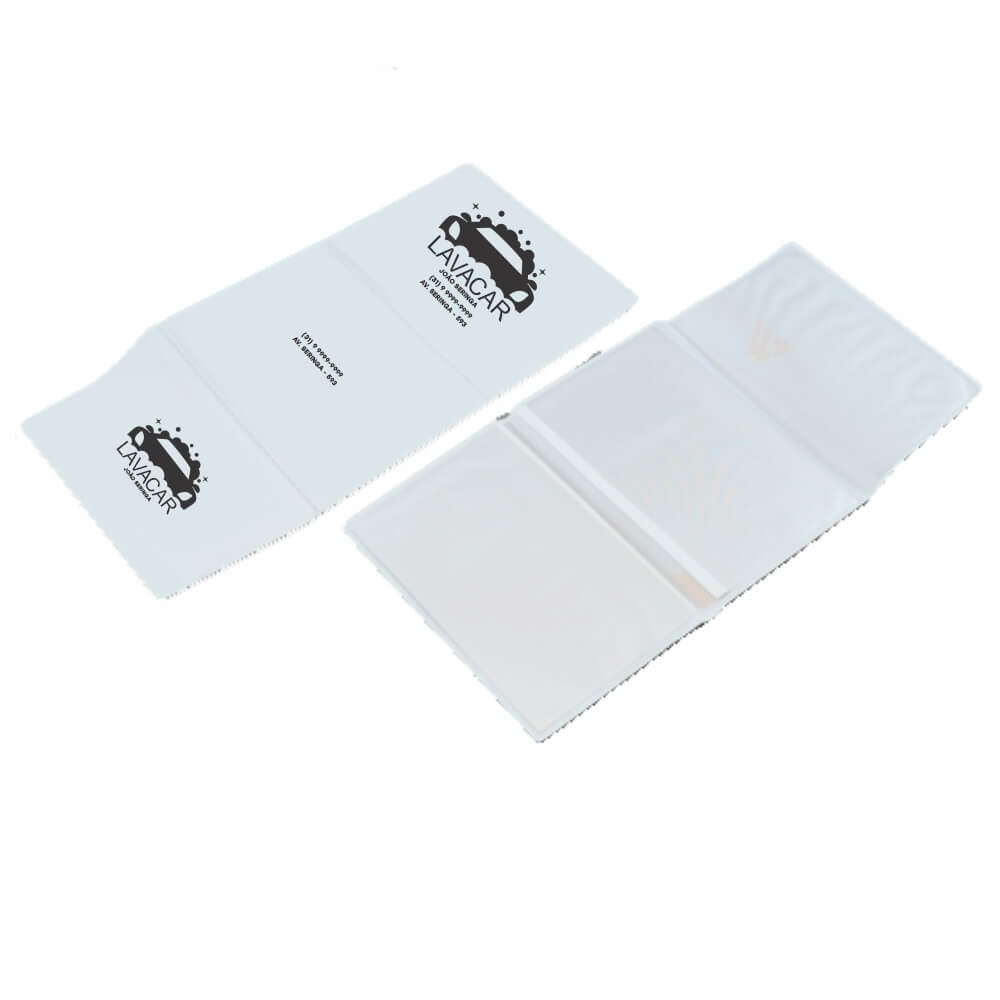 Porta Documentos Triplo PVC Flexível 0,2MM Forro em Papelão (Branco)