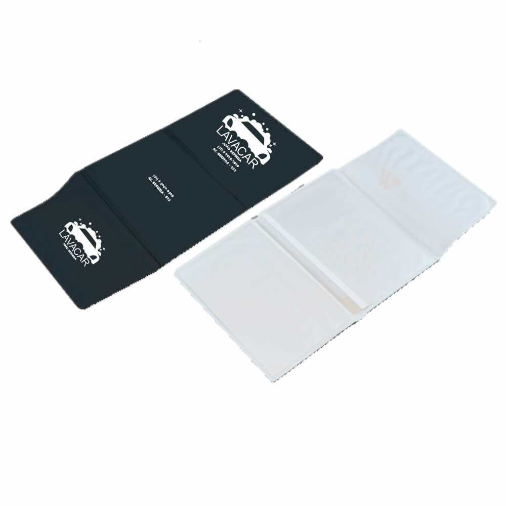 Porta Documentos Triplo PVC Flexível 0,2MM Forro em Papelão (Preto)