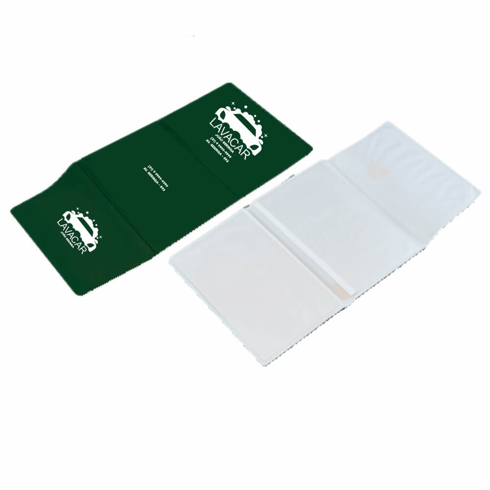 Porta Documentos Triplo PVC Flexível 0,2MM Forro em Papelão (Verde)