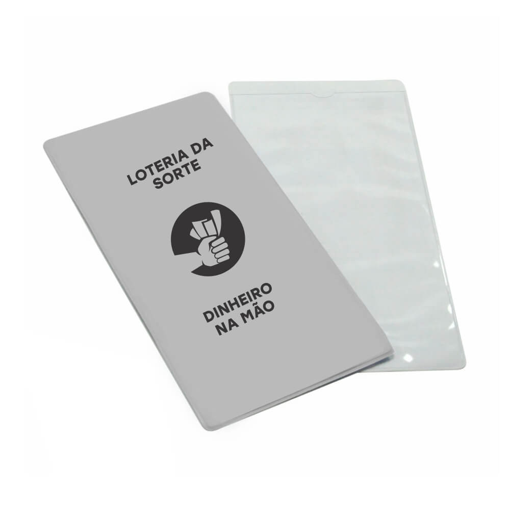 Porta Documentos Volantes De Loteria PVC Flexível 0,2MM Forro em Papelão (Cinza)