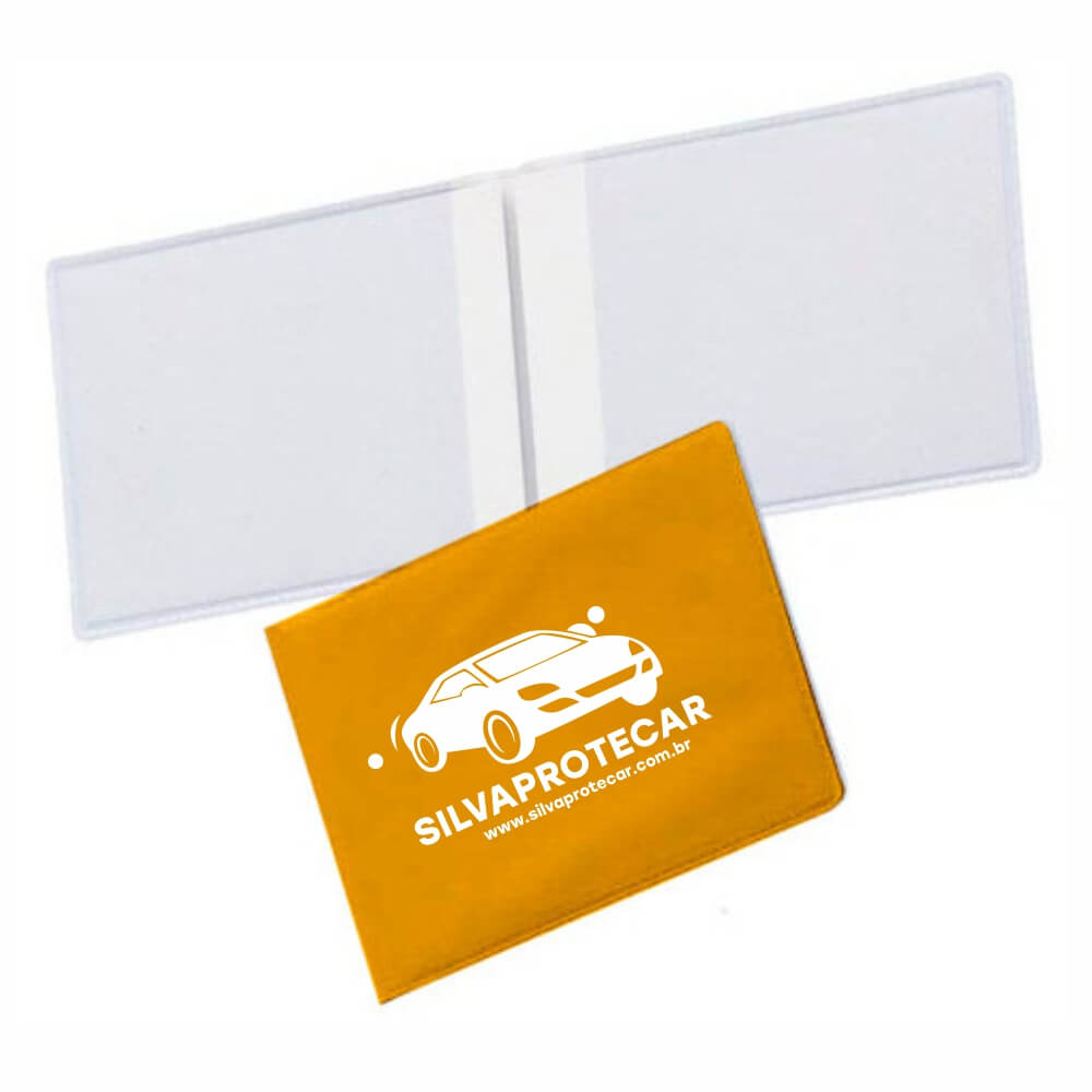 Porta Documentos Duplo Horizontal PVC Flexível 0,2MM Forro em Papelão (Amarelo)