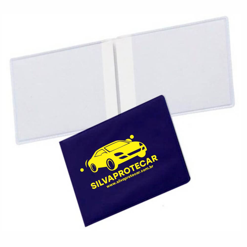 Porta Documentos Duplo Horizontal PVC Flexível 0,2MM Forro em Papelão (Azul)