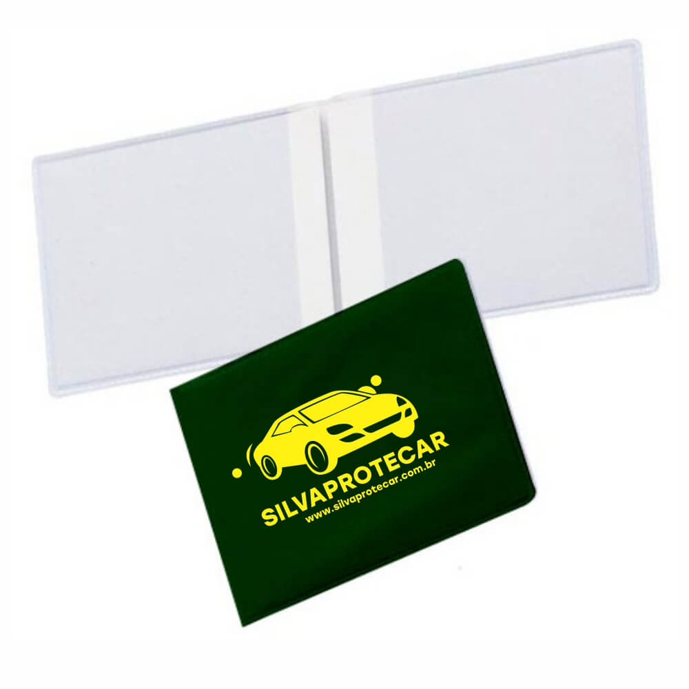 Porta Documentos Duplo Horizontal PVC Flexível 0,2MM Forro em Papelão (Verde)