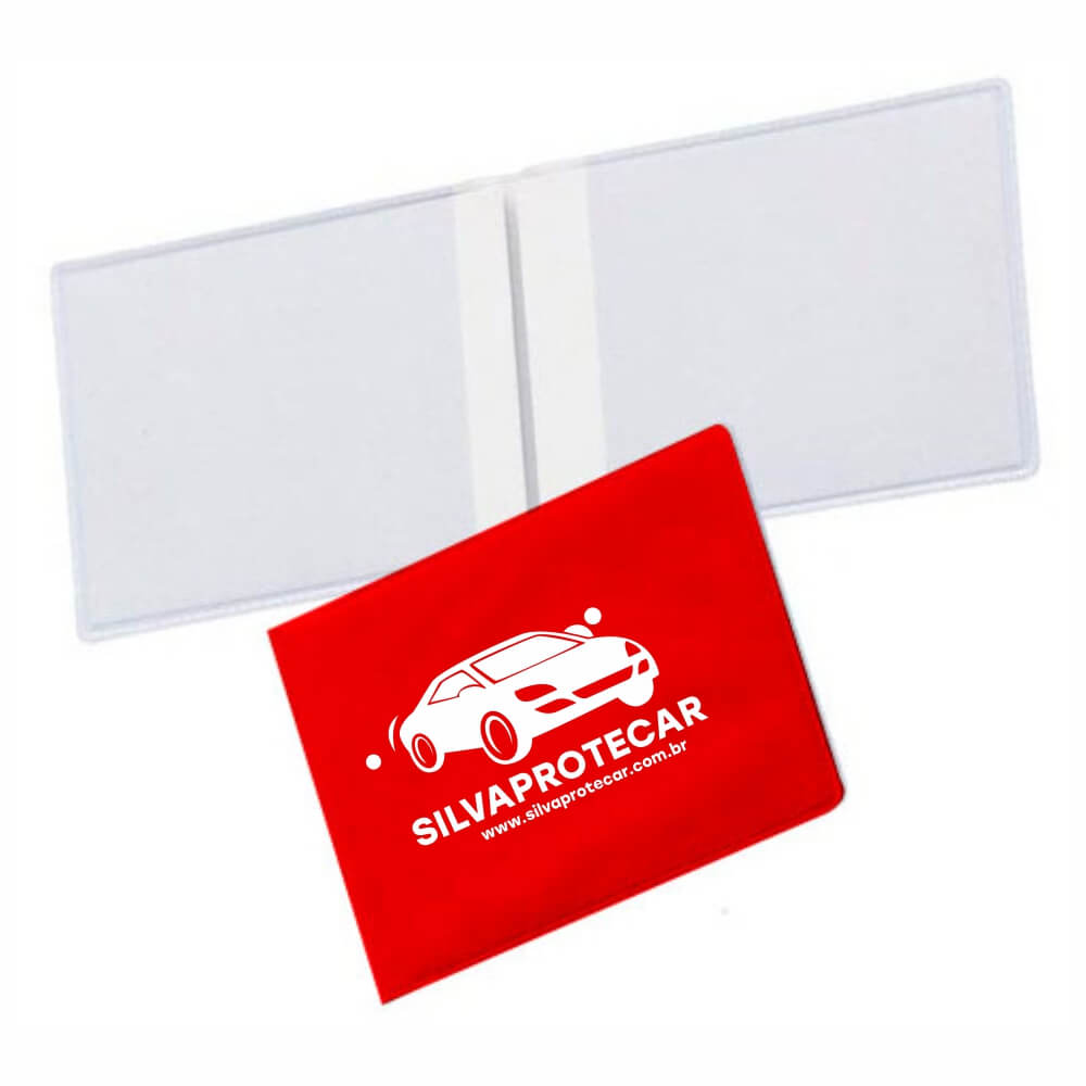 Porta Documentos Duplo Horizontal PVC Flexível 0,2MM Forro em Papelão (Vermelho)