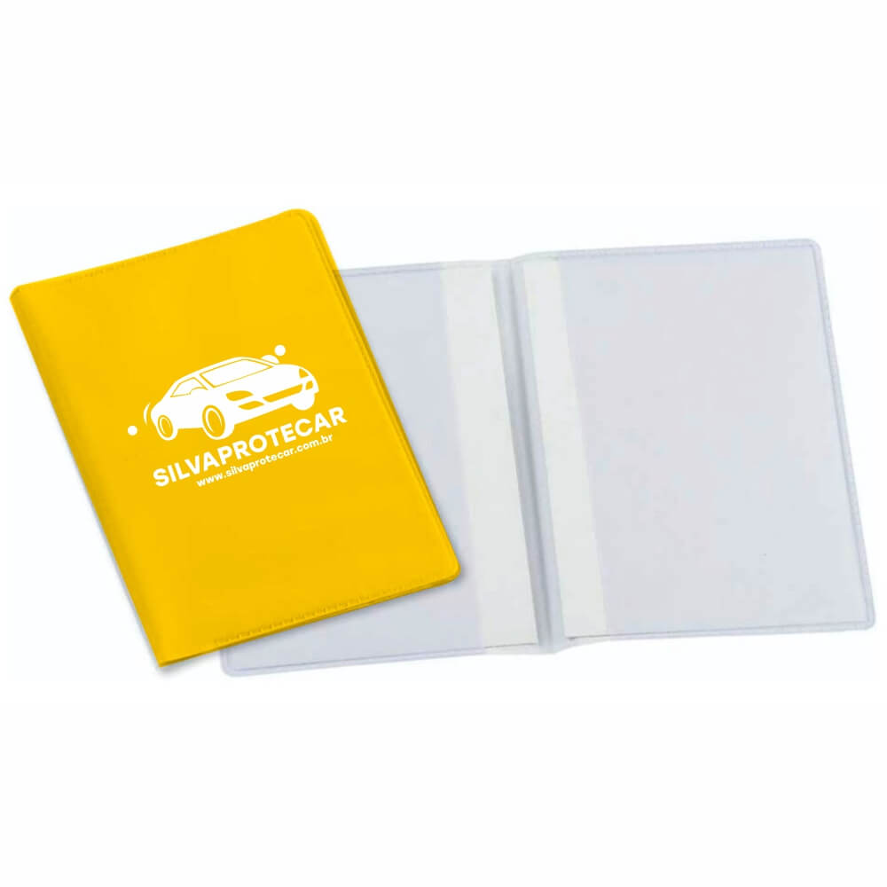 Porta Documentos Duplo Vertical PVC Flexível 0,2MM Forro em Papelão (Amarelo)