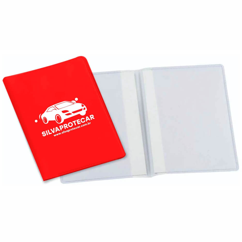 Porta Documentos Duplo Vertical PVC Flexível 0,2MM Forro em Papelão (Vermelho)