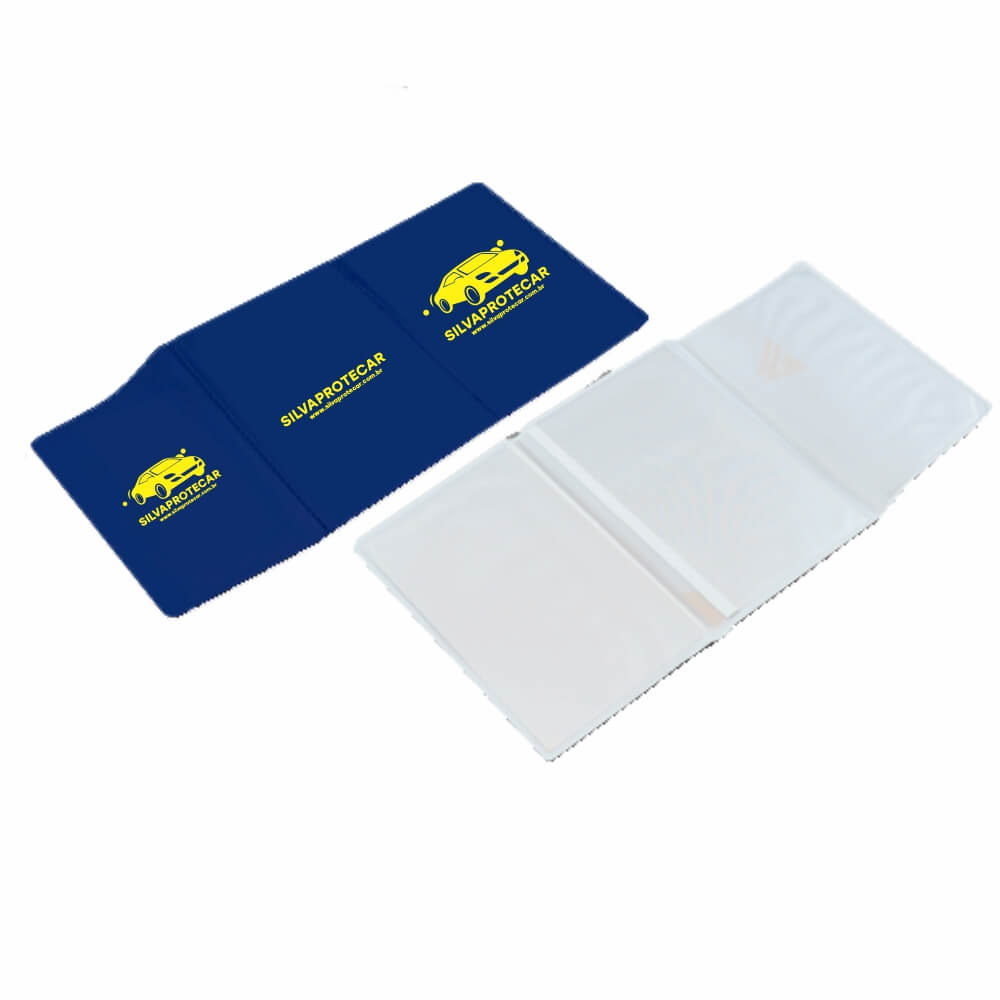 Porta Documentos Triplo PVC Flexível 0,2MM Forro em Papelão (Azul)