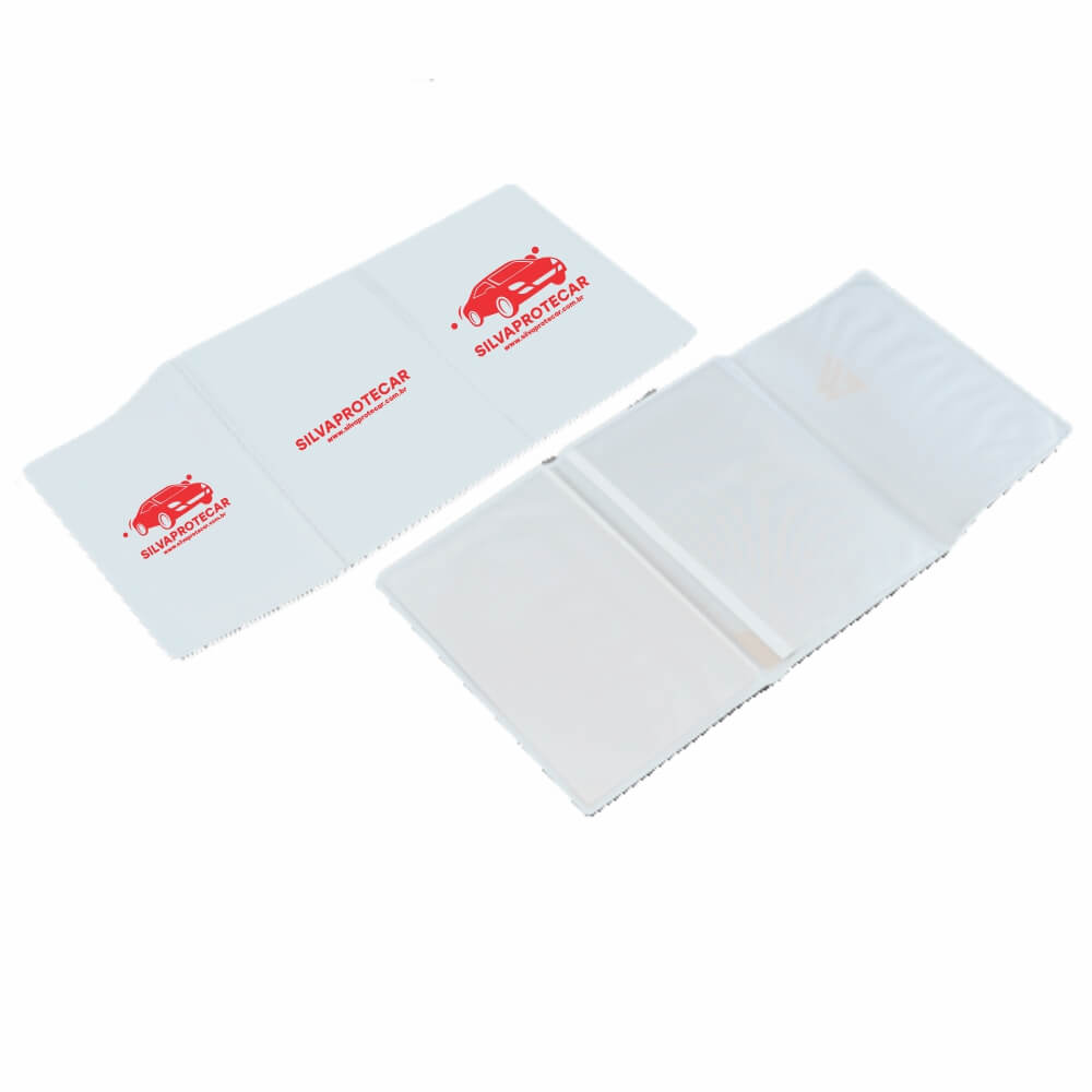 Porta Documentos Triplo PVC Flexível 0,2MM Forro em Papelão (Branco)
