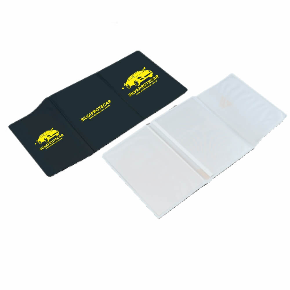 Porta Documentos Triplo PVC Flexível 0,2MM Forro em Papelão (Preto)
