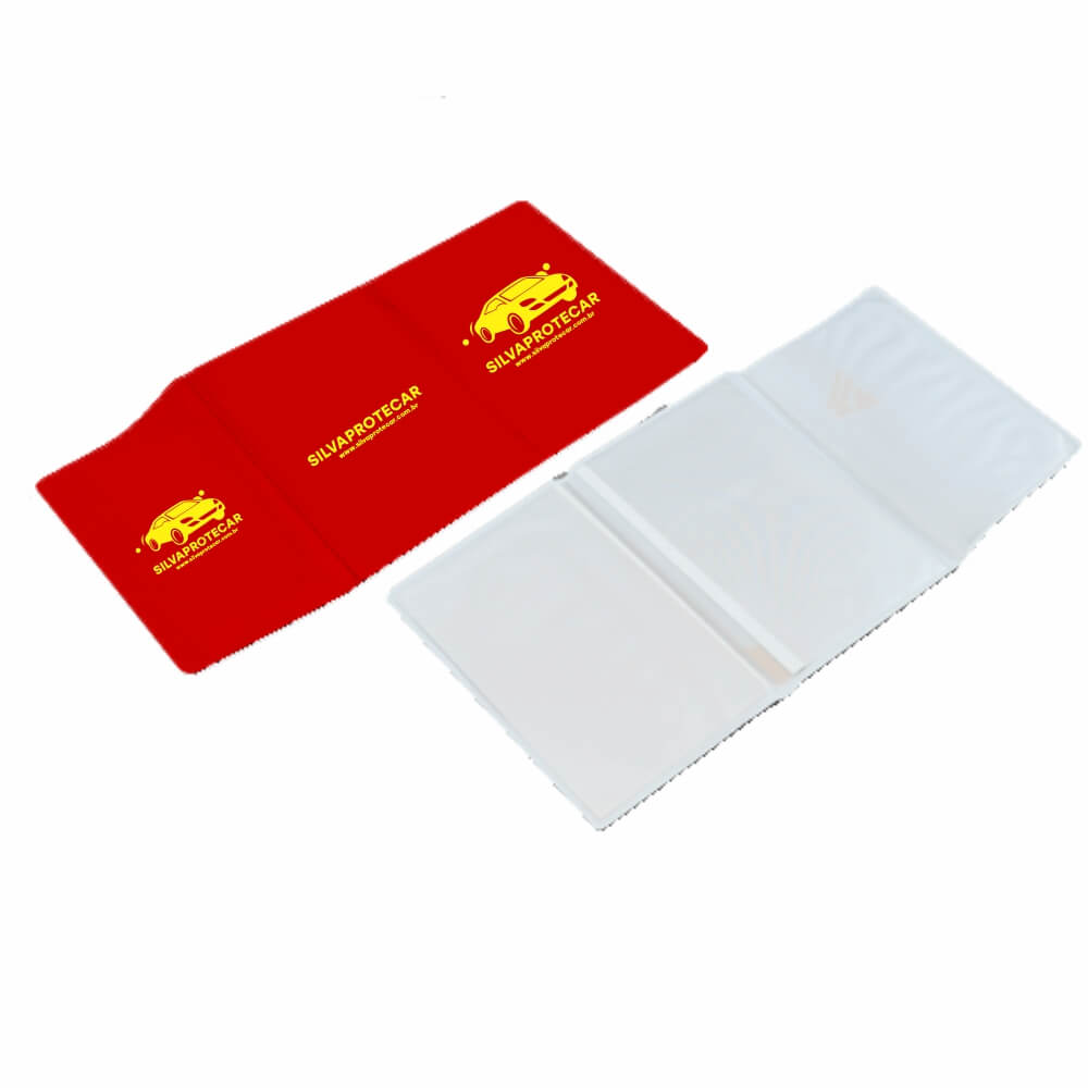 Porta Documentos Triplo PVC Flexível 0,2MM Forro em Papelão (Vermelho)