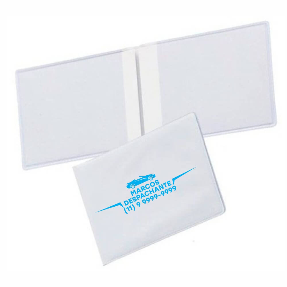 Porta Documentos Duplo Horizontal PVC Flexível 0,2MM Forro em Papelão (Branco)