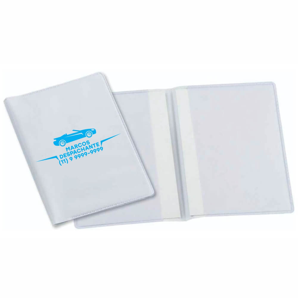 Porta Documentos Duplo Vertical PVC Flexível 0,2MM Forro em Papelão (Branco)