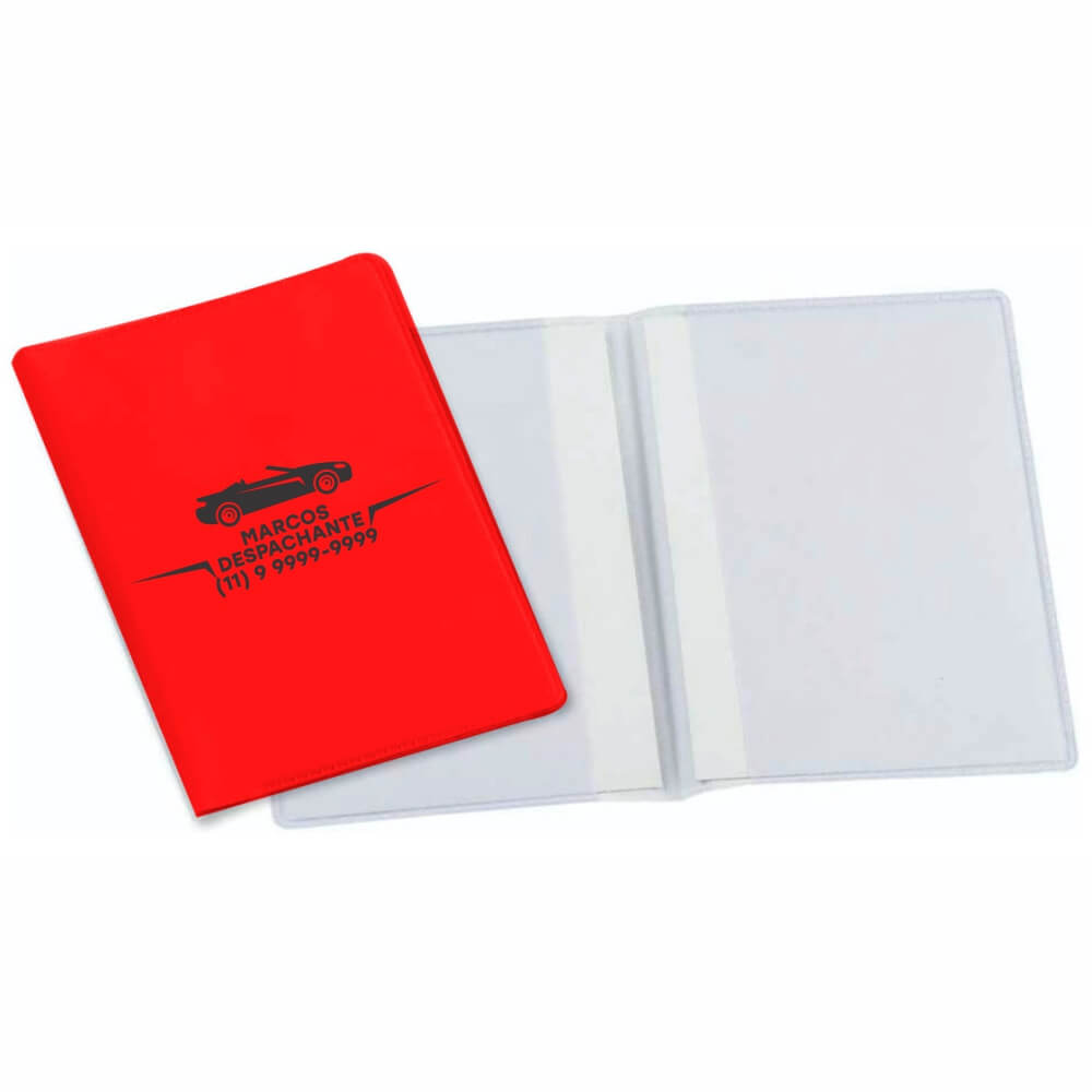Porta Documentos Duplo Vertical PVC Flexível 0,2MM Forro em Papelão (Vermelho)