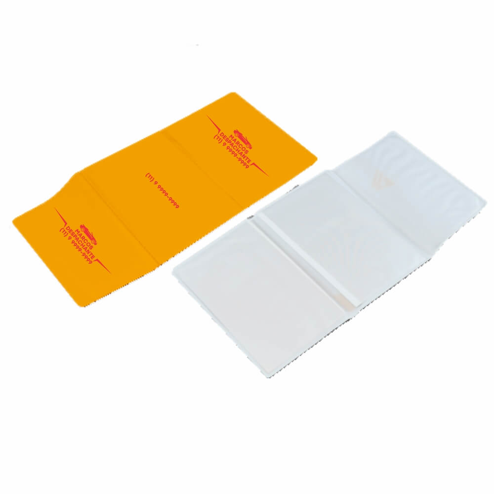 Porta Documentos Triplo PVC Flexível 0,2MM Forro em Papelão (Amarelo)