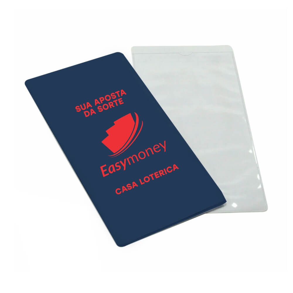 Porta Documentos Volantes De Loteria PVC Flexível 0,2MM Forro em Papelão (Azul)