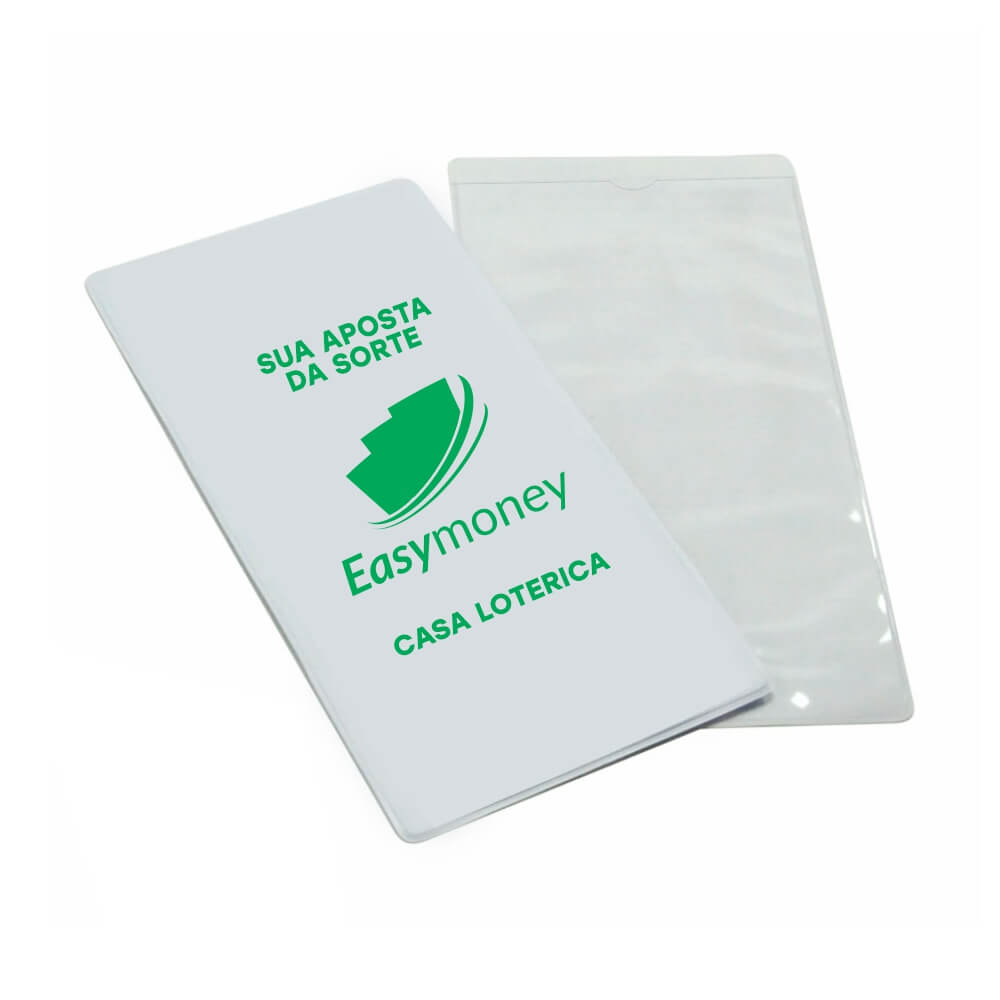 Porta Documentos Volantes De Loteria PVC Flexível 0,2MM Forro em Papelão (Branco)